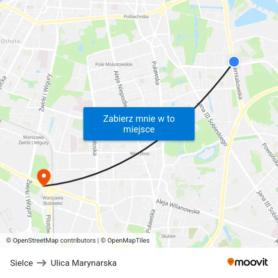 Sielce to Ulica Marynarska map