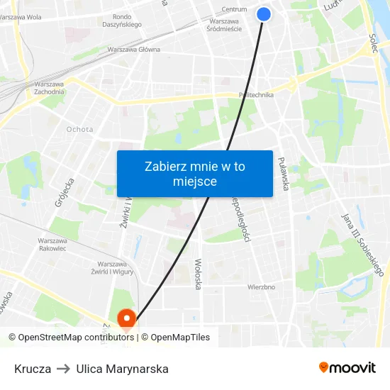 Krucza to Ulica Marynarska map