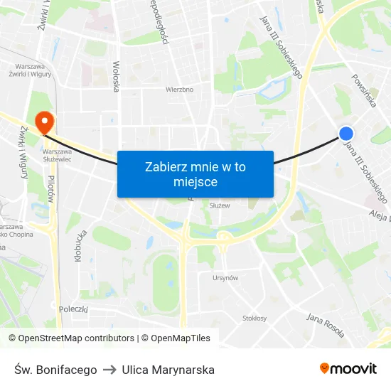 Św. Bonifacego to Ulica Marynarska map