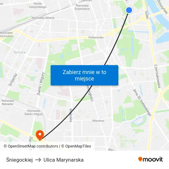 Śniegockiej to Ulica Marynarska map