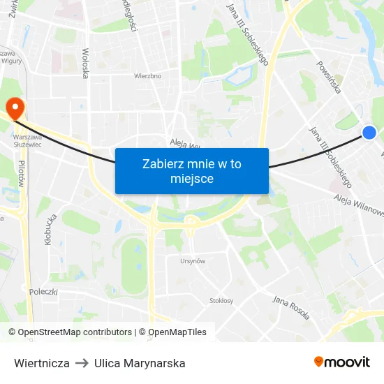 Wiertnicza to Ulica Marynarska map