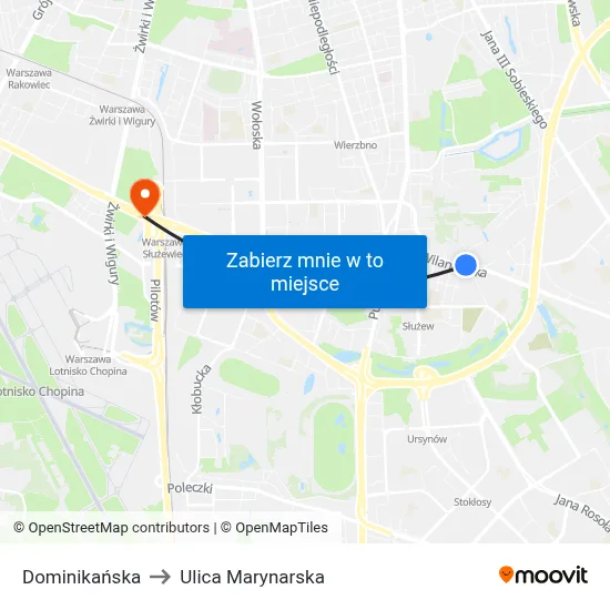 Dominikańska to Ulica Marynarska map