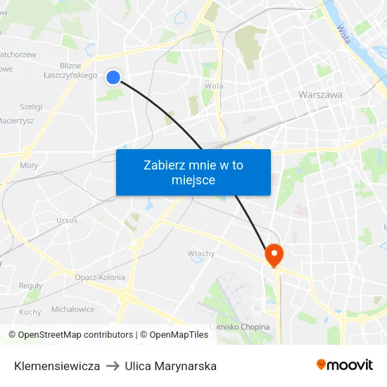 Klemensiewicza to Ulica Marynarska map