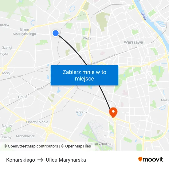 Konarskiego to Ulica Marynarska map