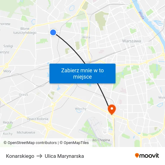 Konarskiego to Ulica Marynarska map