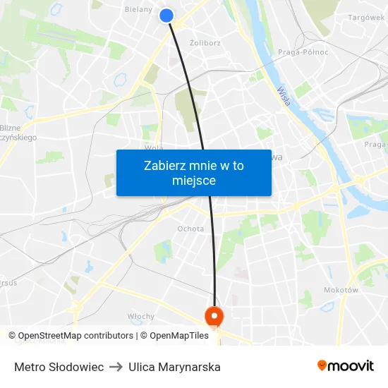 Metro Słodowiec to Ulica Marynarska map