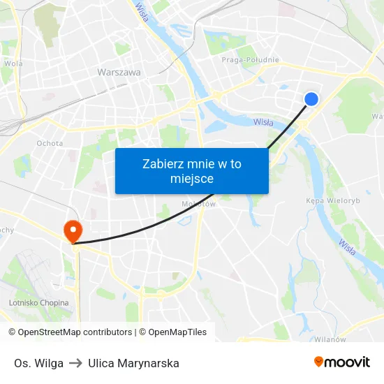 Os. Wilga to Ulica Marynarska map