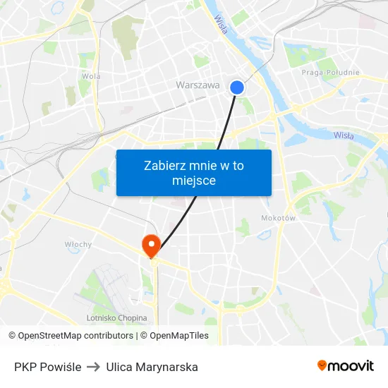 PKP Powiśle to Ulica Marynarska map