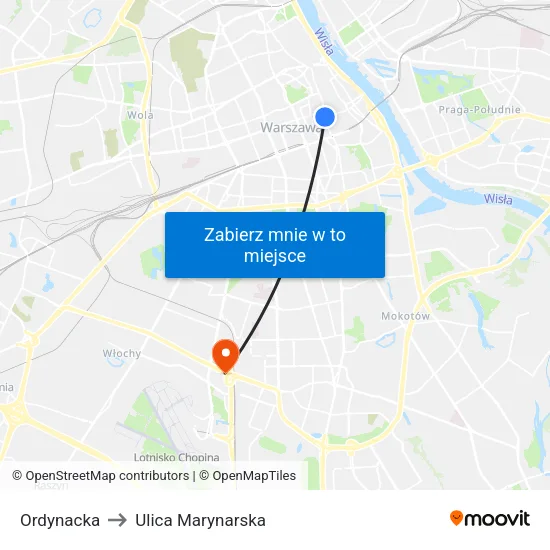 Ordynacka to Ulica Marynarska map