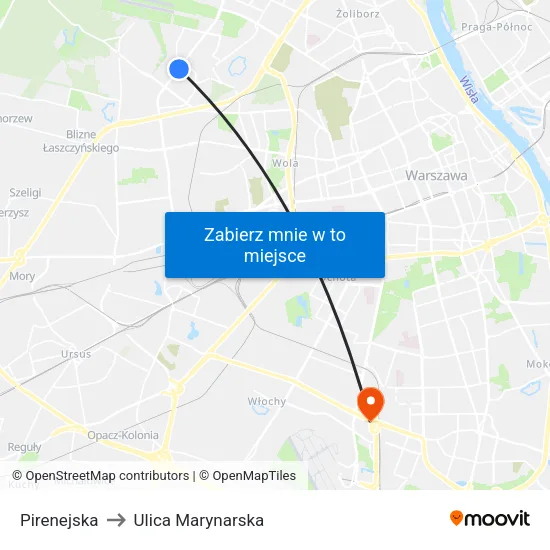 Pirenejska to Ulica Marynarska map