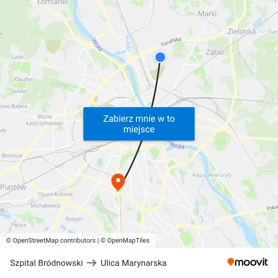 Szpital Bródnowski to Ulica Marynarska map