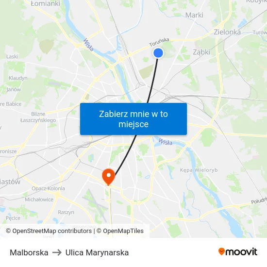 Malborska to Ulica Marynarska map