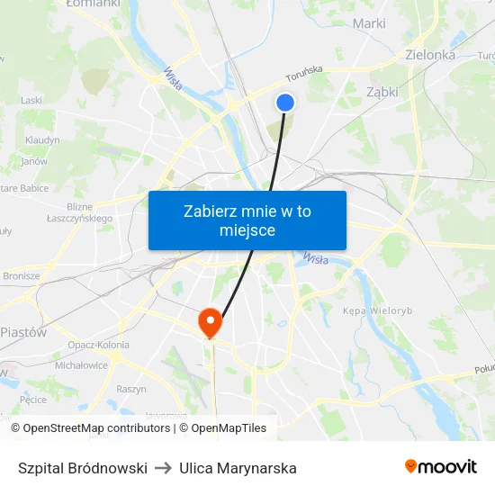 Szpital Bródnowski to Ulica Marynarska map