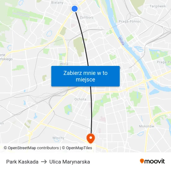 Park Kaskada to Ulica Marynarska map
