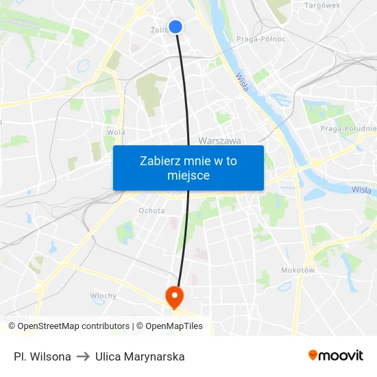 Pl. Wilsona to Ulica Marynarska map