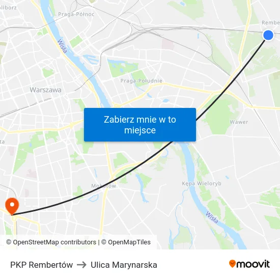 PKP Rembertów to Ulica Marynarska map