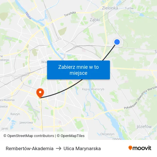 Rembertów - Akademia to Ulica Marynarska map