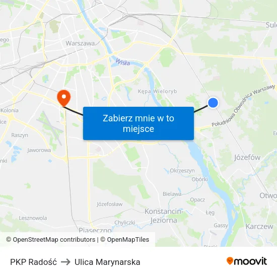 PKP Radość to Ulica Marynarska map