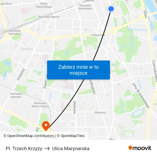 Pl. Trzech Krzyży to Ulica Marynarska map