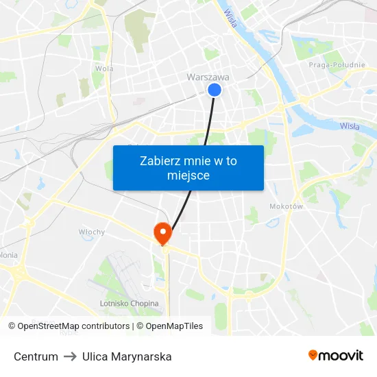 Centrum to Ulica Marynarska map