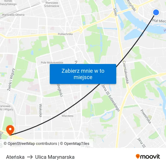 Ateńska to Ulica Marynarska map