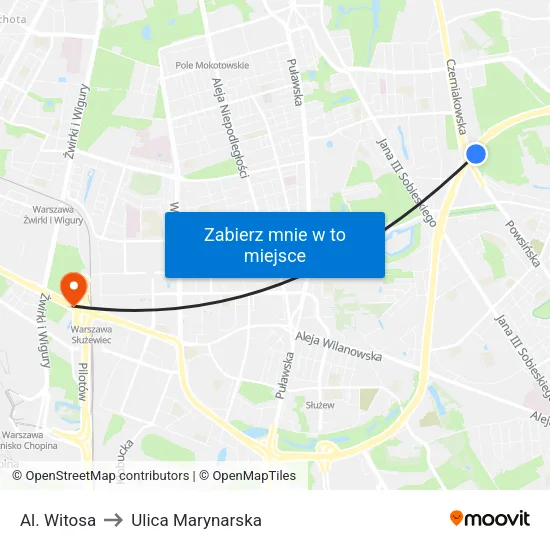 Al. Witosa to Ulica Marynarska map