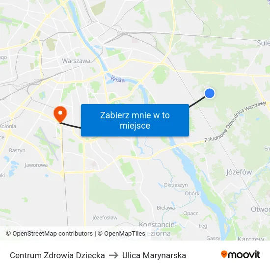 Centrum Zdrowia Dziecka to Ulica Marynarska map
