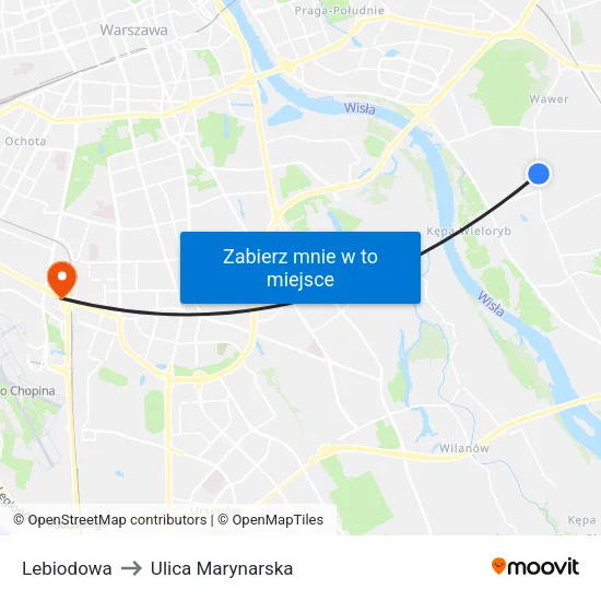Lebiodowa to Ulica Marynarska map