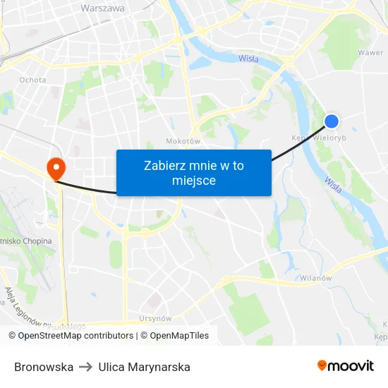 Bronowska to Ulica Marynarska map
