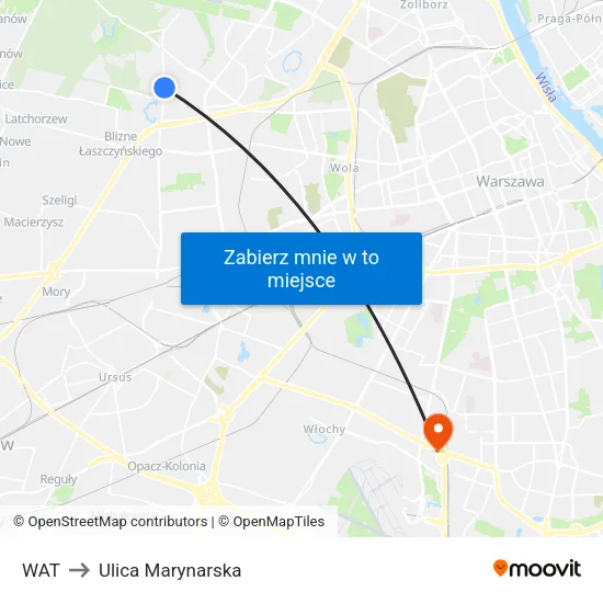 WAT to Ulica Marynarska map