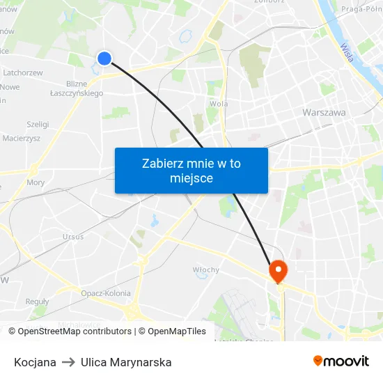 Kocjana to Ulica Marynarska map