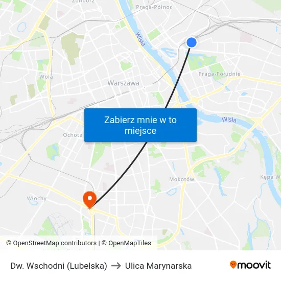 Dw. Wschodni (Lubelska) to Ulica Marynarska map