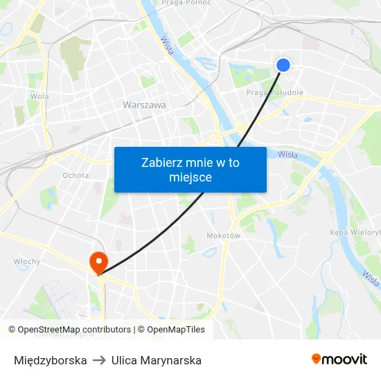 Międzyborska to Ulica Marynarska map