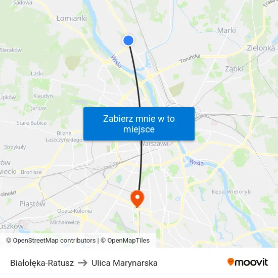 Białołęka - Ratusz to Ulica Marynarska map