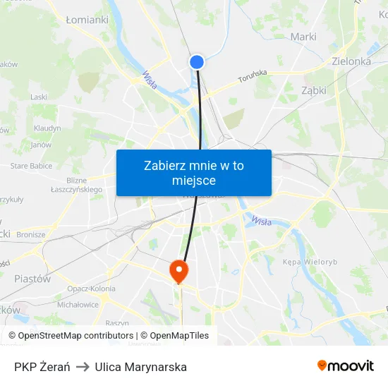 PKP Żerań to Ulica Marynarska map