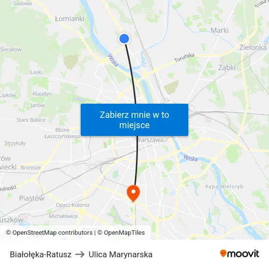 Białołęka - Ratusz to Ulica Marynarska map