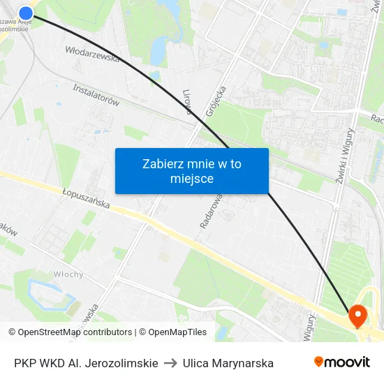 PKP WKD Al. Jerozolimskie to Ulica Marynarska map