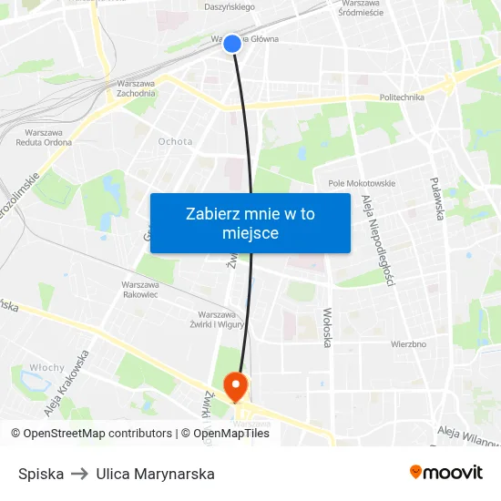 Spiska to Ulica Marynarska map