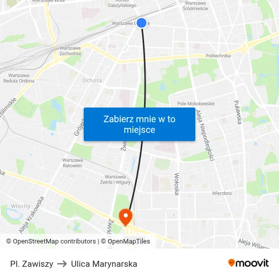 Pl. Zawiszy to Ulica Marynarska map