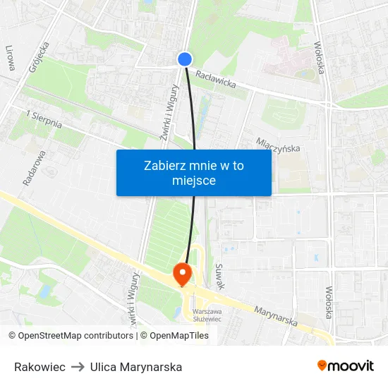Rakowiec to Ulica Marynarska map