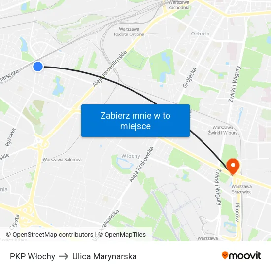 PKP Włochy to Ulica Marynarska map