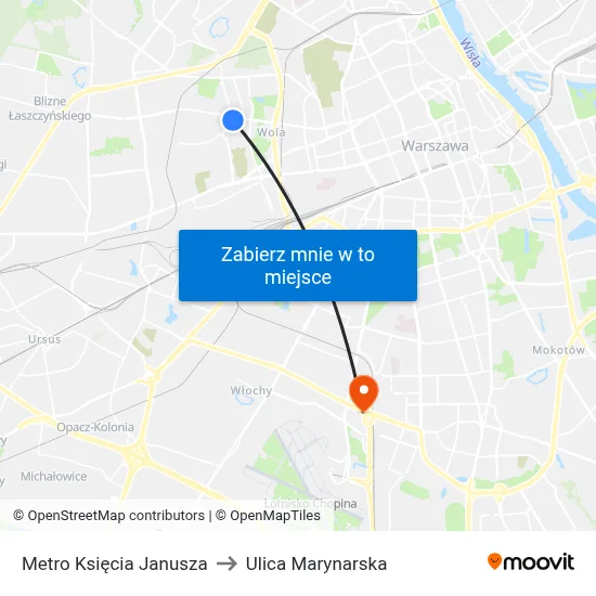 Metro Księcia Janusza to Ulica Marynarska map