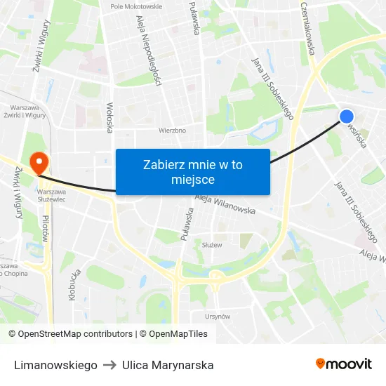 Limanowskiego to Ulica Marynarska map