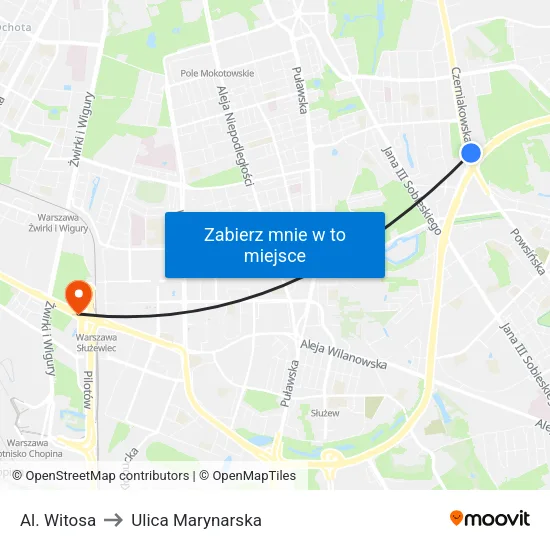Al. Witosa to Ulica Marynarska map