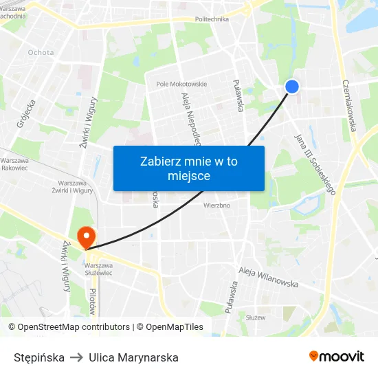 Stępińska to Ulica Marynarska map