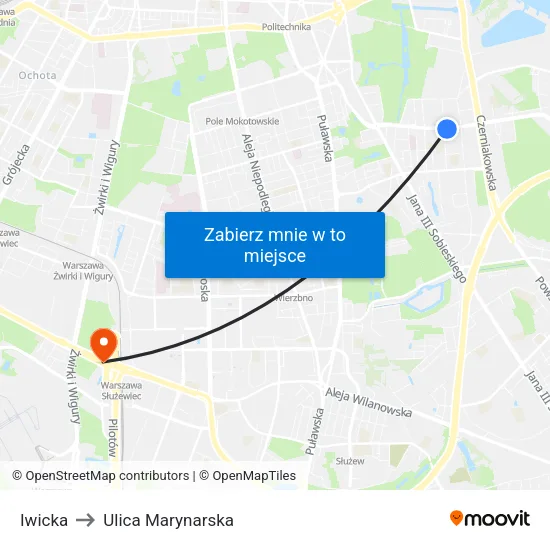 Iwicka to Ulica Marynarska map