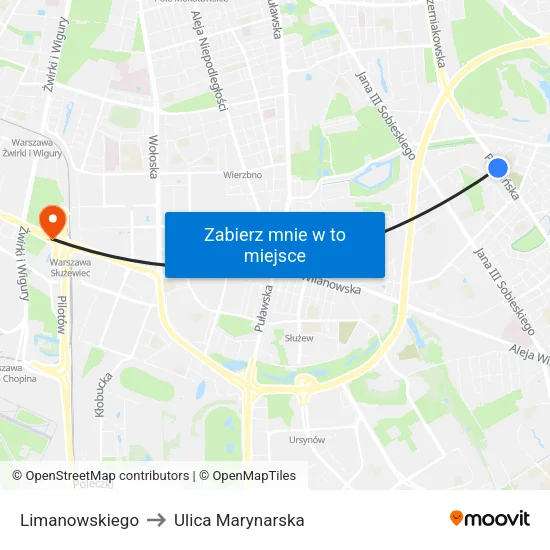 Limanowskiego to Ulica Marynarska map