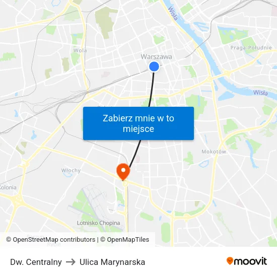 Dw. Centralny to Ulica Marynarska map