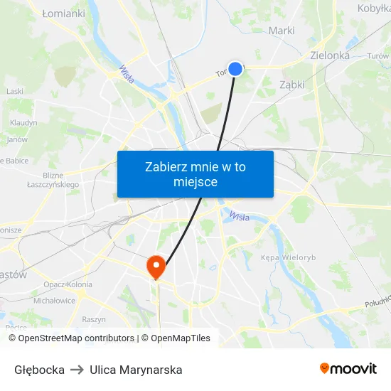 Głębocka to Ulica Marynarska map