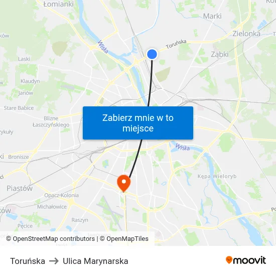 Toruńska to Ulica Marynarska map